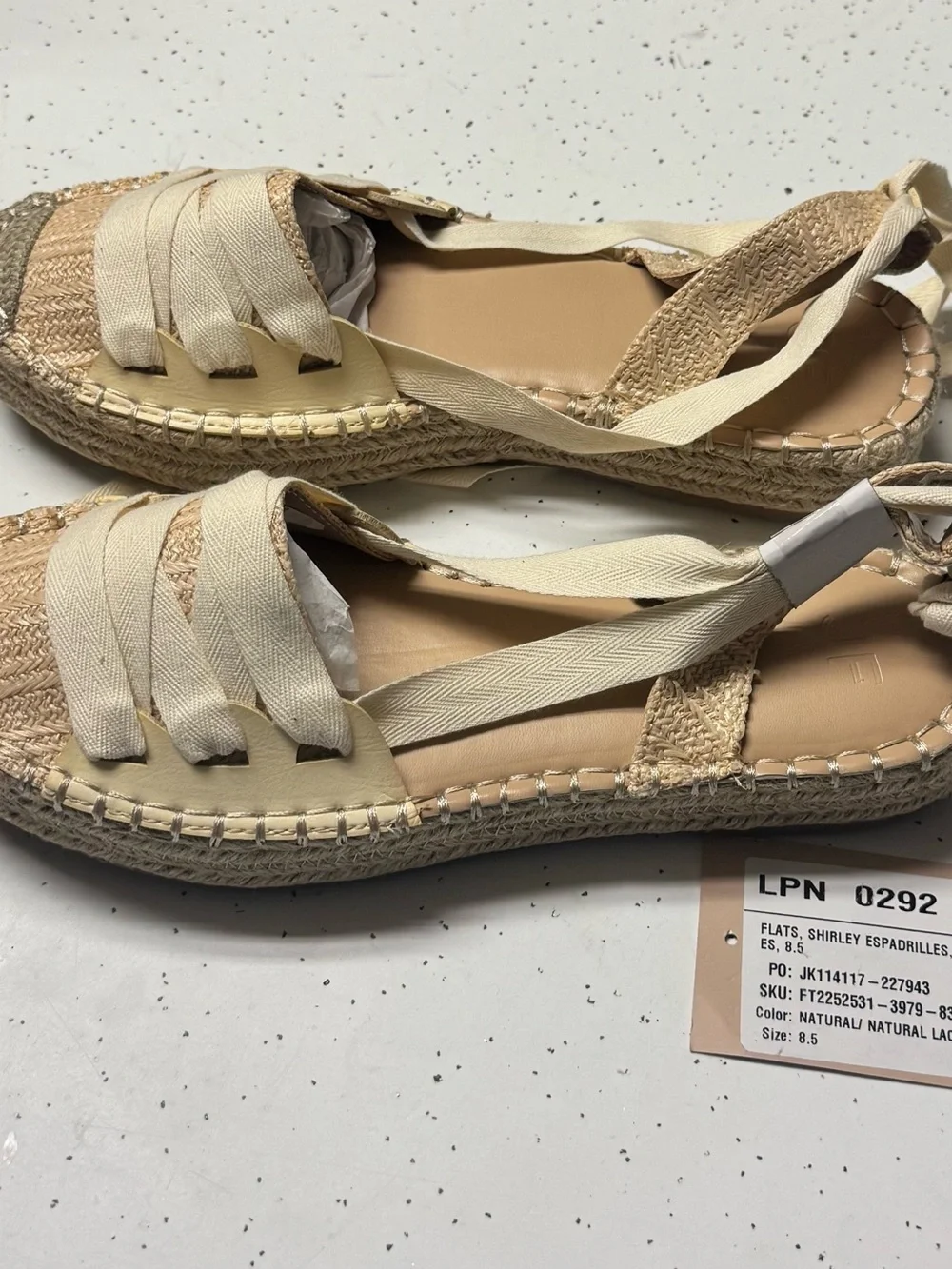 Women's Cream Lace-Up Espadrille Flats
